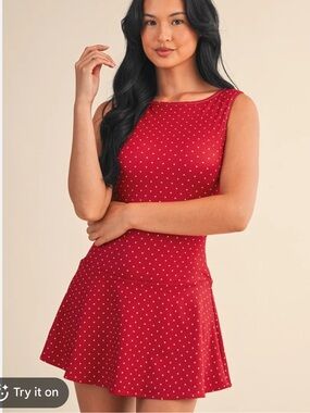 Red Polka Dot Sleeveless Mini Dress